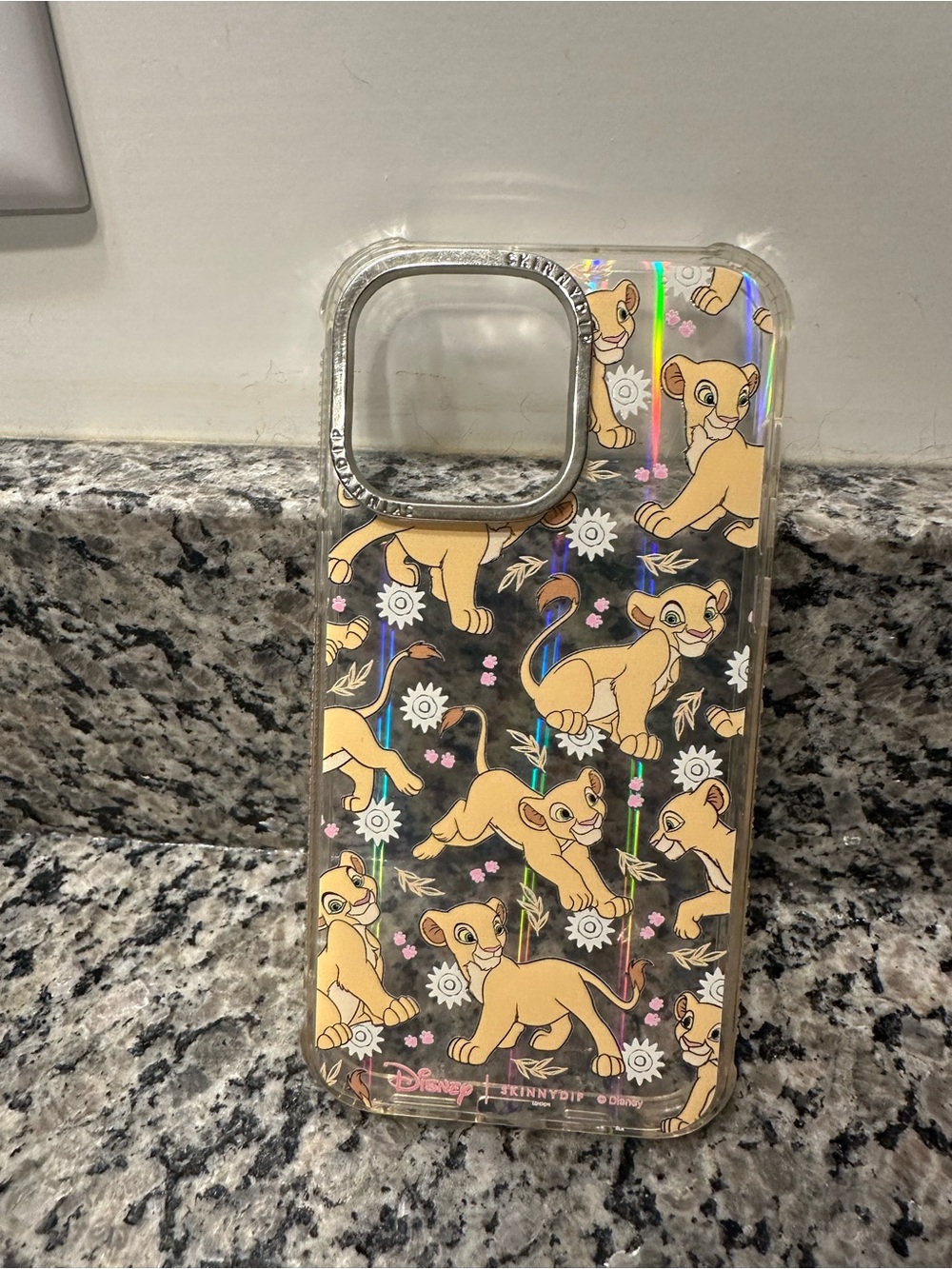 Disney x Skinnydip Clear Simba Pattern Phone Case — Yellow Simba Design